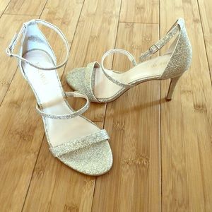 Nine West Strappy Champagne Sparkle Heels